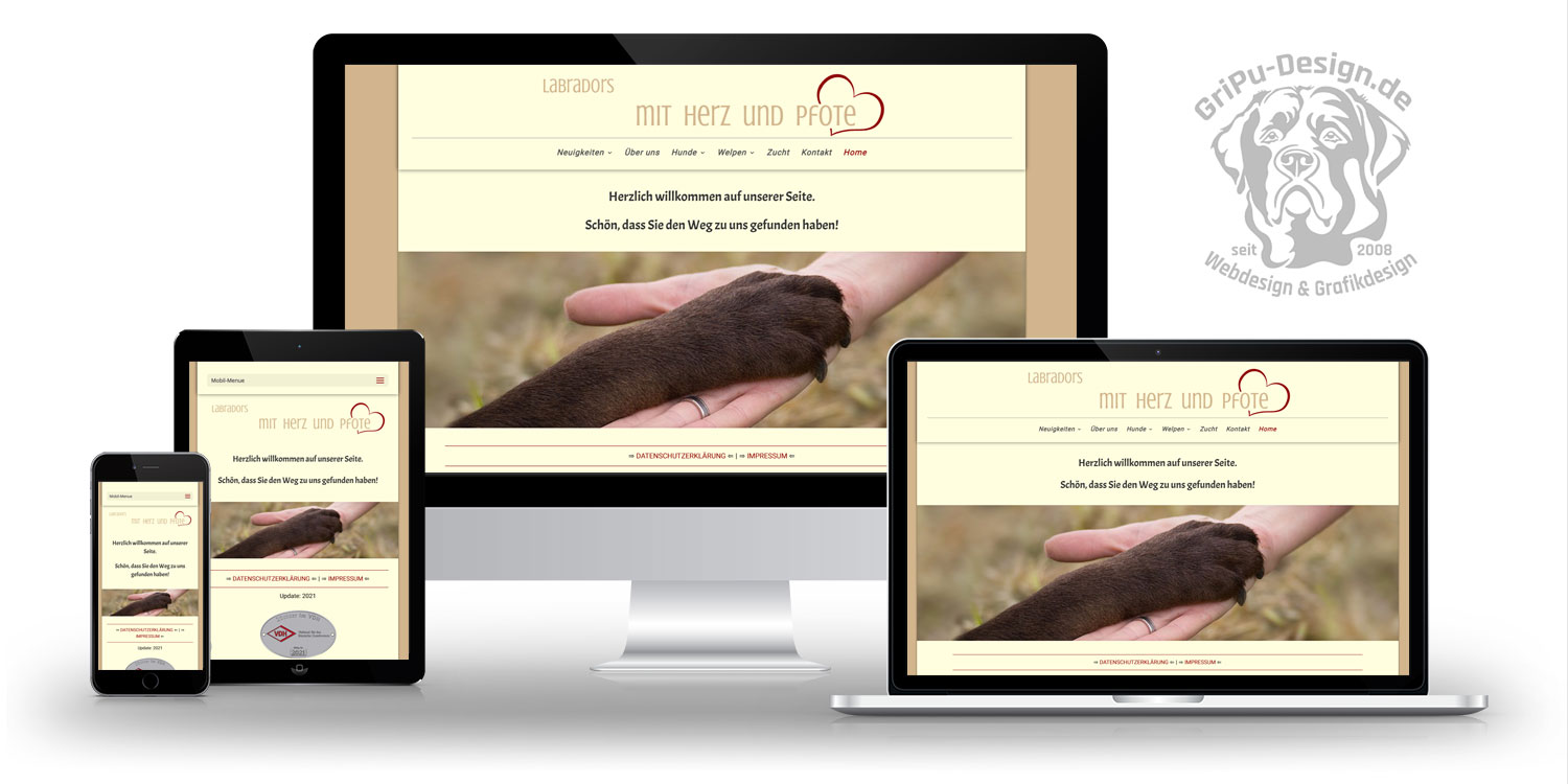 Referenzen Webdesign / Kennel mit Herz und Pfote